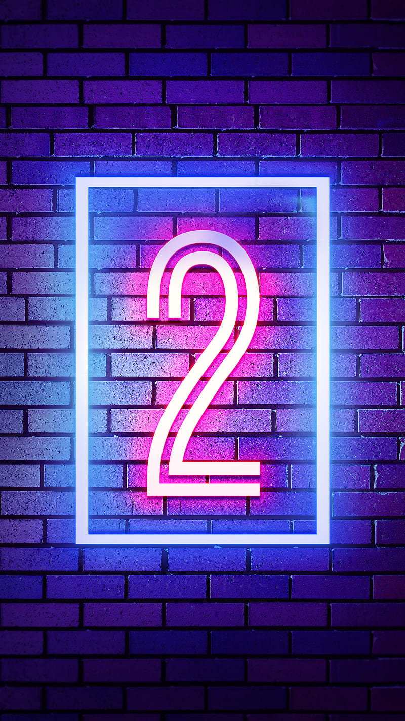 Two, 2, 2 number, neon two, two number, HD phone wallpaper