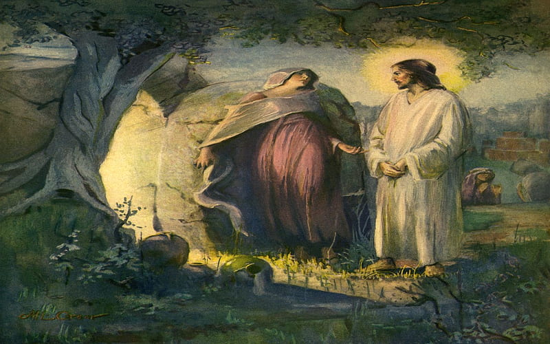 The discussion with Mary Magdalene, christ, resurrection, jesus, discussion, HD wallpaper