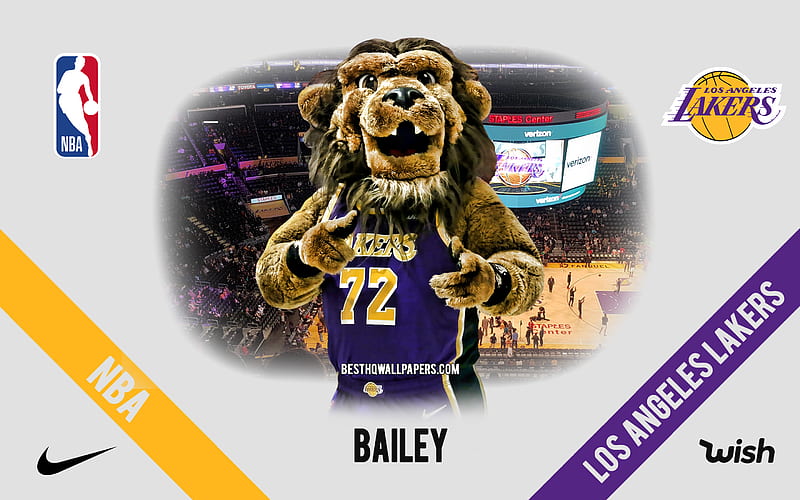 Bailey, mascot, Los Angeles Lakers, NBA, portrait, USA, basketball, Staples Center, Los Angeles Lakers logo, lakers mascot, HD wallpaper