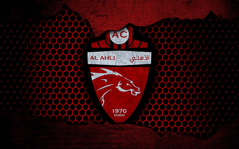 Shabab Al-Ahli Dubai logo, UAE League, soccer, football club, UAE, grunge, metal texture, Shabab Al-Ahli Dubai FC, HD wallpaper