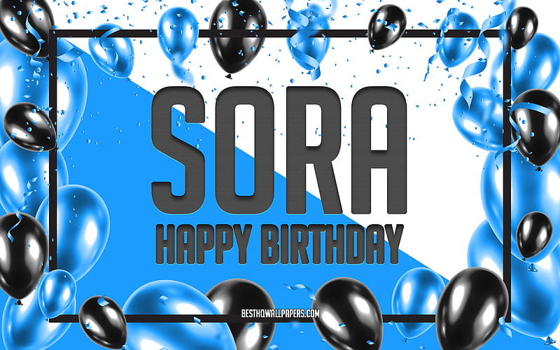 Happy Birtay Sora, Birtay Balloons Background, popular Japanese male names, Sora, with Japanese names, Blue Balloons Birtay Background, greeting card, Sora Birtay, HD wallpaper