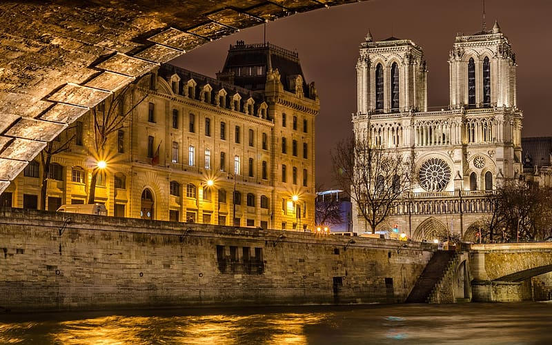 Night, Paris, Notre Dame De Paris, Religious, Cathedrals, HD wallpaper
