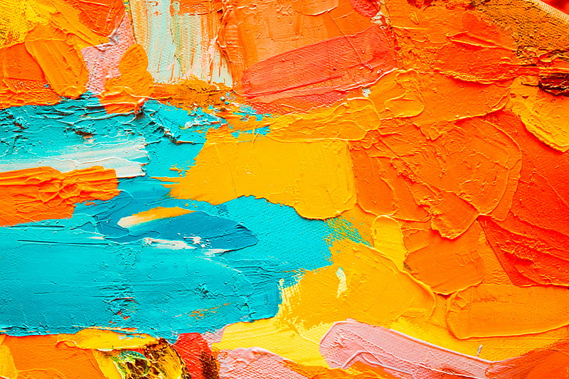 Abstract, Paint, Blue, Yellow, orange (Color), HD wallpaper