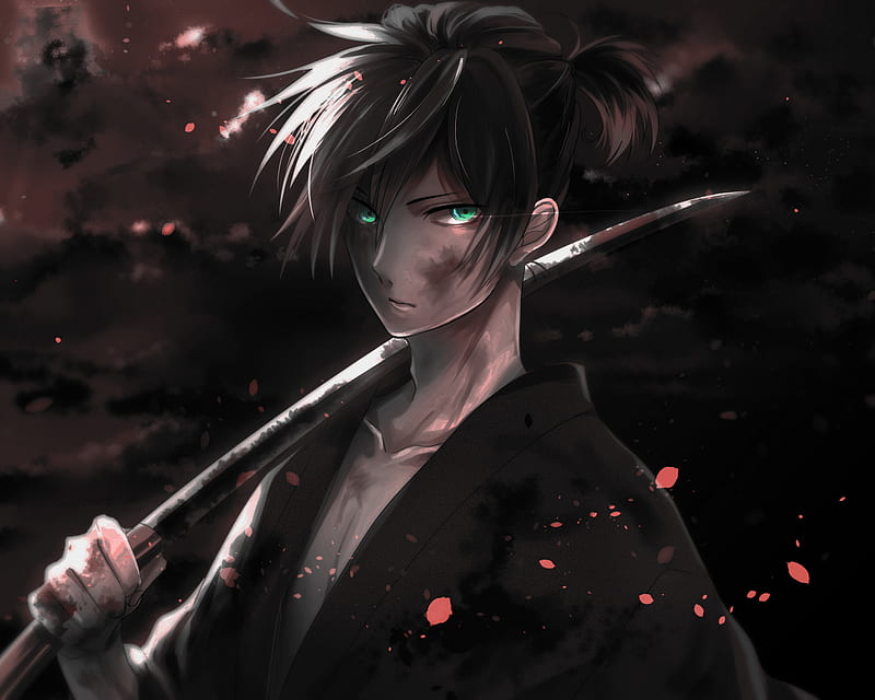 Warrior, yato, noragami, dark, anime boy, standard 5:4 fullscreen, ,  background, HD wallpaper
