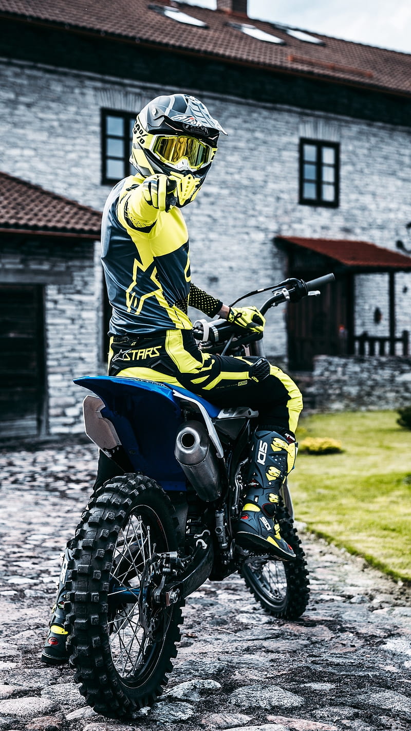 Yellow Motocross, yellow, moto, motocross, motor, pastrana, reluque, yellow, HD phone wallpaper