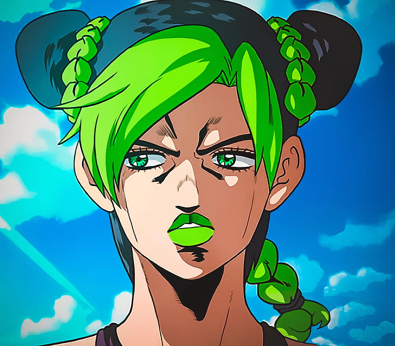 Jojo Ermes Costello Foo Fighters Jolyne Cujoh With Milky Green Background  HD Anime Wallpapers  HD Wallpapers  ID 38662