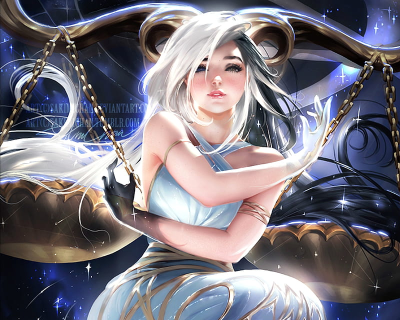 Zodiac Libra, art, fantasy, luminos, girl, libra, zodiac, sakimichan, blue,  HD wallpaper | Peakpx