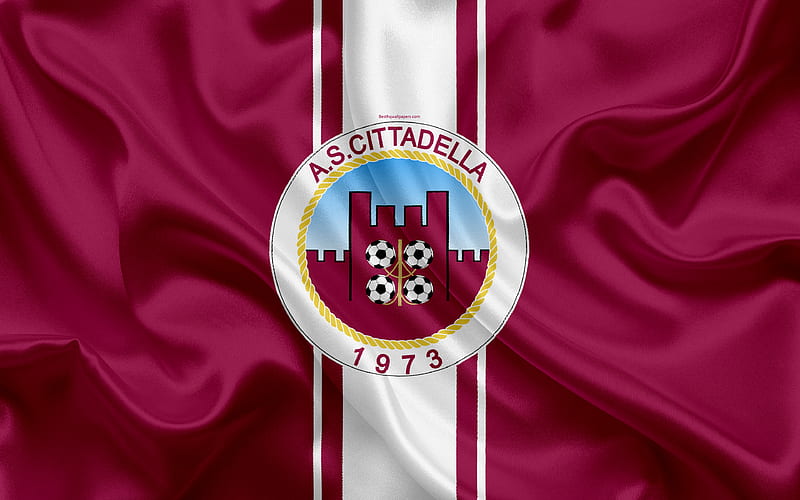 AS Cittadella Serie B, football, silk texture, emblem, silk flag, Cittadella FC logo, Italian football club, Cittadella, Italy, HD wallpaper