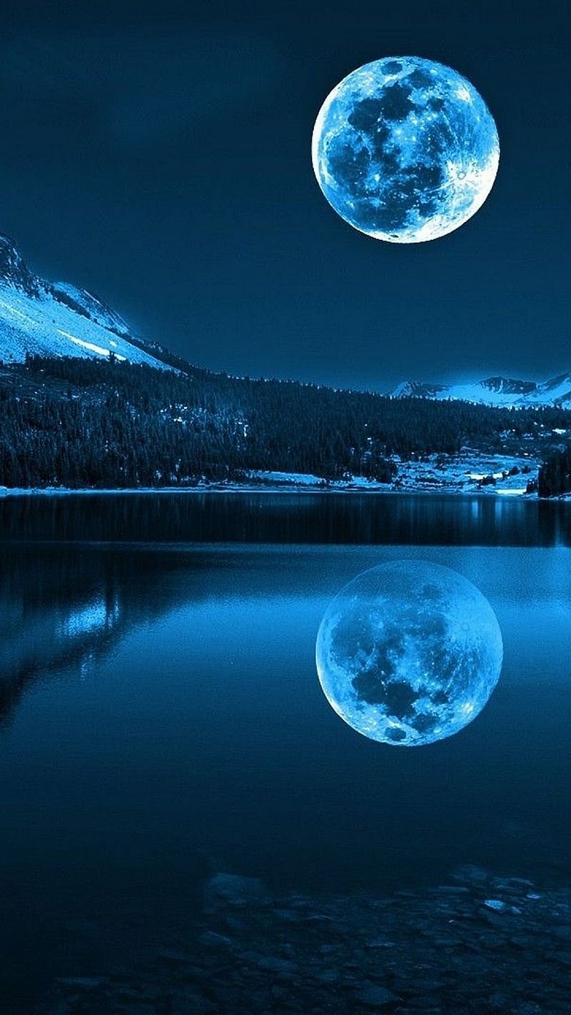 Best Scenery, Full Moon Reflection On Water, full moon, reflection, water, nature, trees, HD phone wallpaper