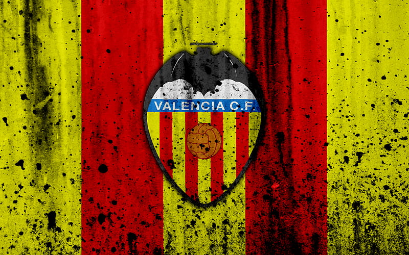 Valencia grunge, La Liga, stone texture, soccer, football club, LaLiga, Valencia FC, HD wallpaper