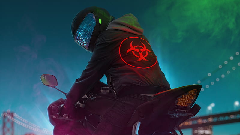 Biker Life In Scifi, biker, helmet, scifi, artist, artwork, digital-art, HD wallpaper