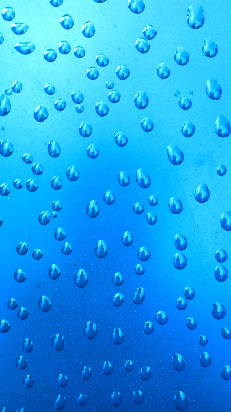 Blue drops, drop, rain, screen, water, HD phone wallpaper