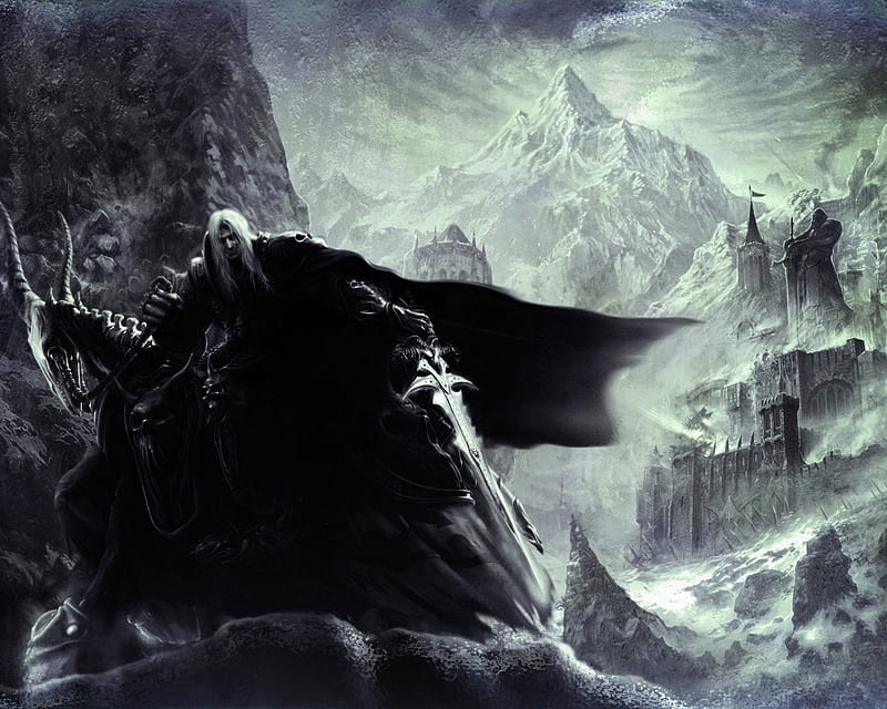 Arthas, king, games, art, amazing, bonito, mountain, fantasy, dark, HD wallpaper