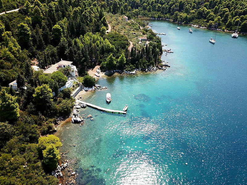 Skopelos, blue, island, natural, oasis, sea, HD wallpaper