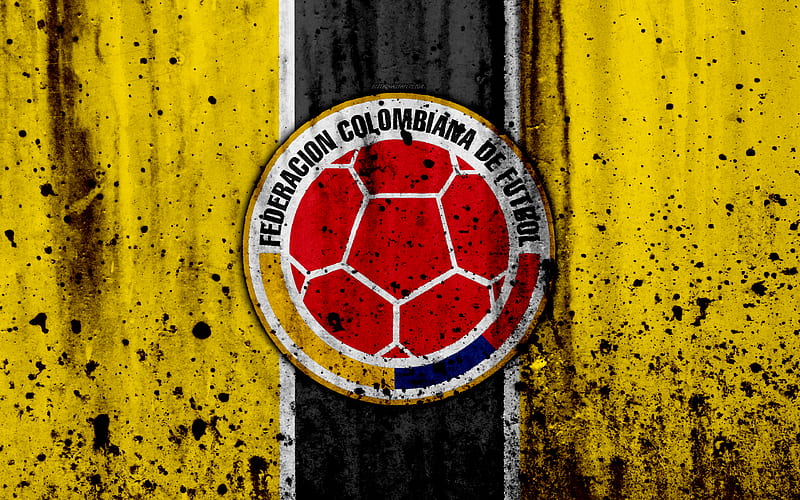 Colombia national football team emblem, grunge, Europe, football, stone texture, soccer, Colombia, logo, South American national teams, HD wallpaper