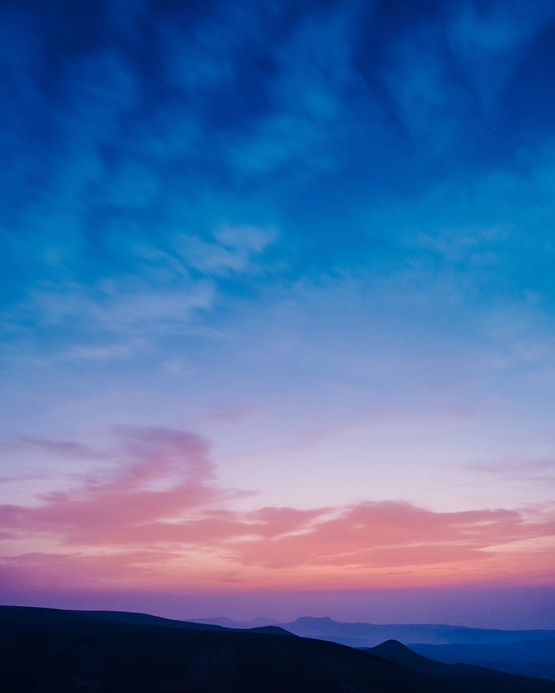 valley, clouds, sunset, distance, sky, HD phone wallpaper
