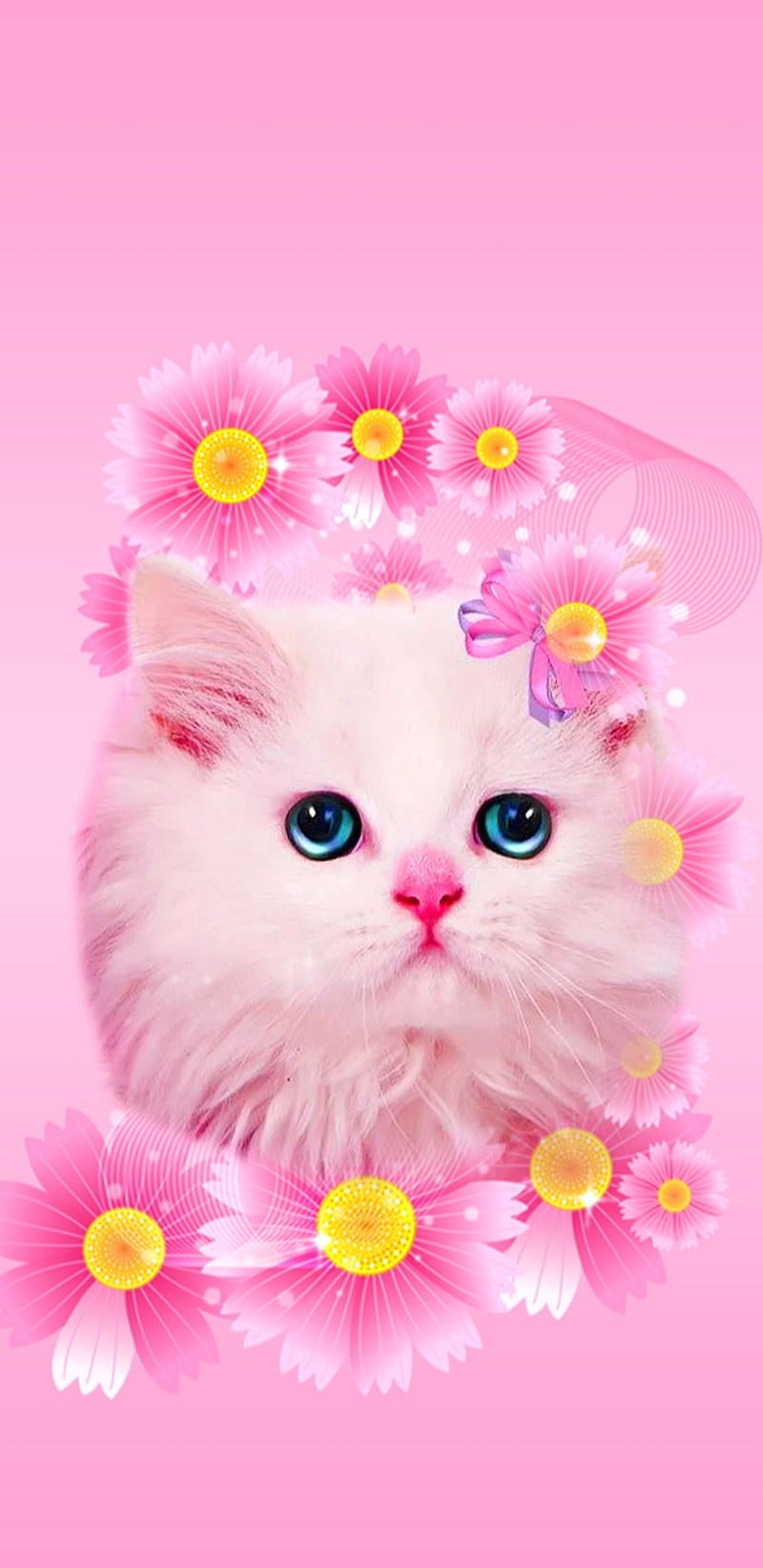 FloralKitty, cute, floral, flowers, girly, kitty, pink, pretty, HD phone  wallpaper | Peakpx