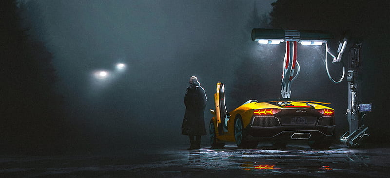 Lamborghini Refill Point , lamborghini, carros, artist, artwork, digital-art, artstation, HD wallpaper
