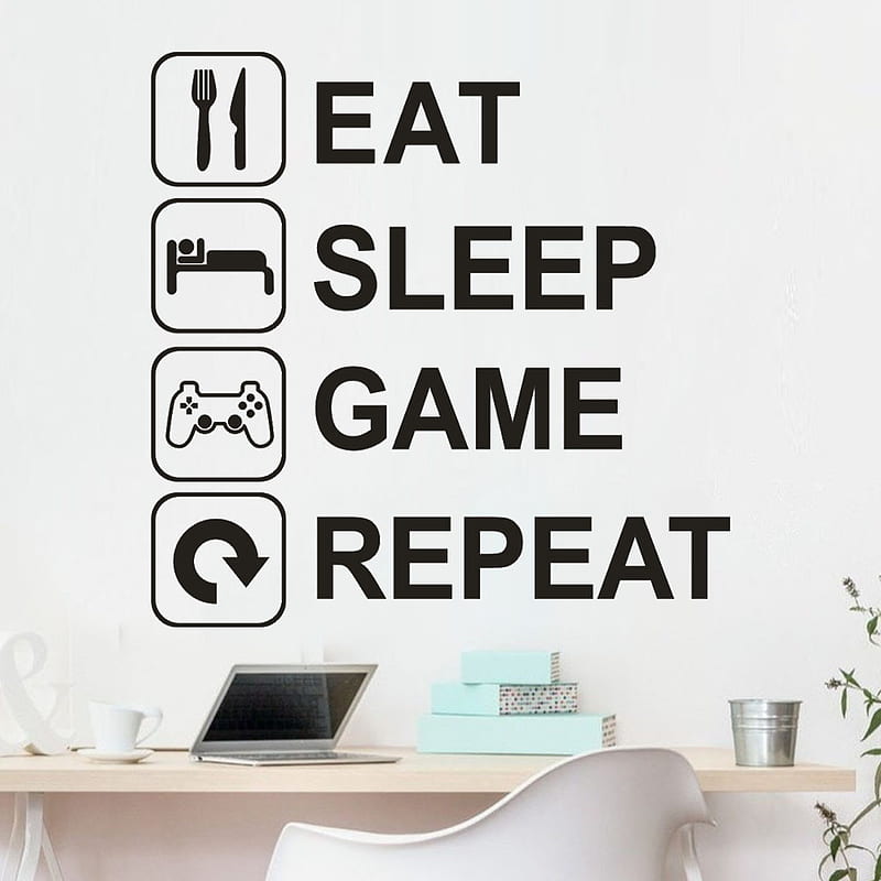 Aligament Eat Sleep Game Repeat Removable Art Vinyl Mural Home Room Decor Wall Stickers, HD phone wallpaper