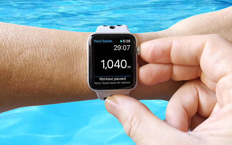 Apple Watch, swimming pool modern device, wristwatch, swim workout, Apple, HD wallpaper