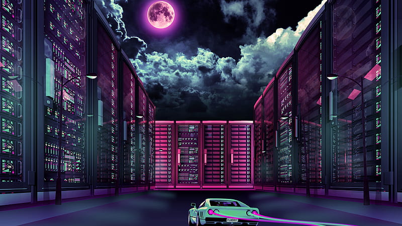 Retrowave Car Going Through City Moon Vaporwave Hd Wallpaper Peakpx