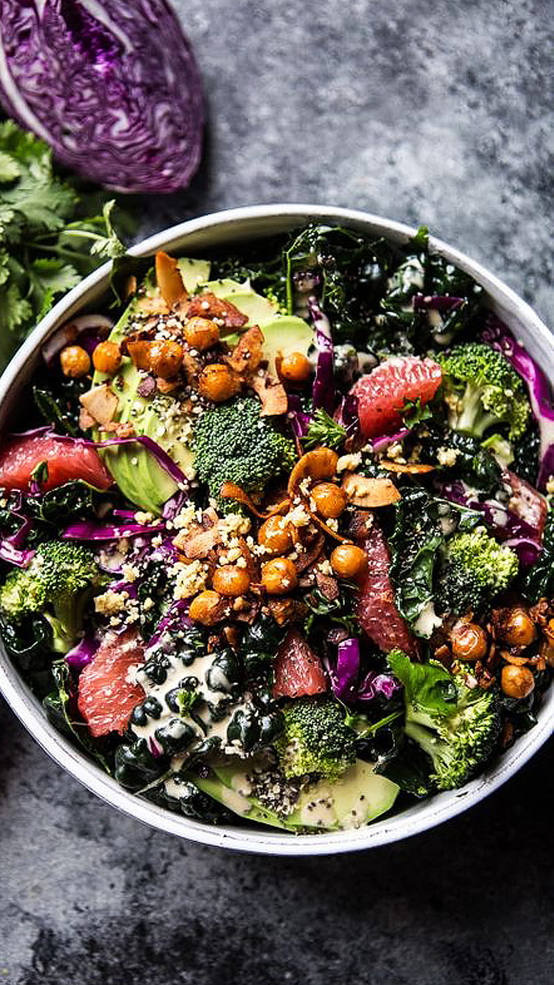Green detox, food, healthy, purple, red, salad, HD phone wallpaper