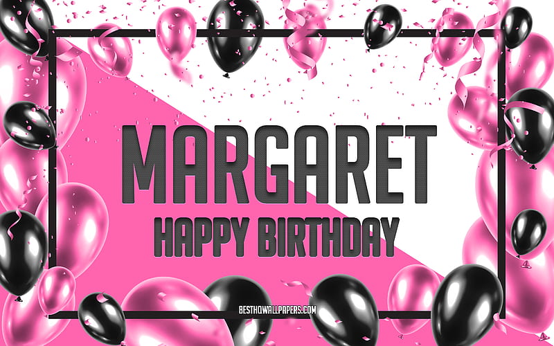 Happy Birtay Margaret, Birtay Balloons Background, Margaret, with names, Margaret Happy Birtay, Pink Balloons Birtay Background, greeting card, Margaret Birtay, HD wallpaper
