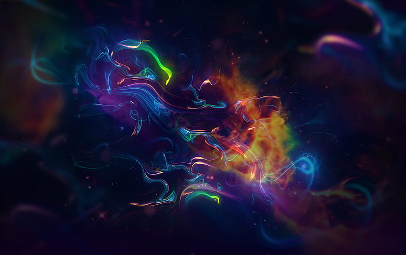 colorful nebula, digital art, blurry, Abstract, HD wallpaper