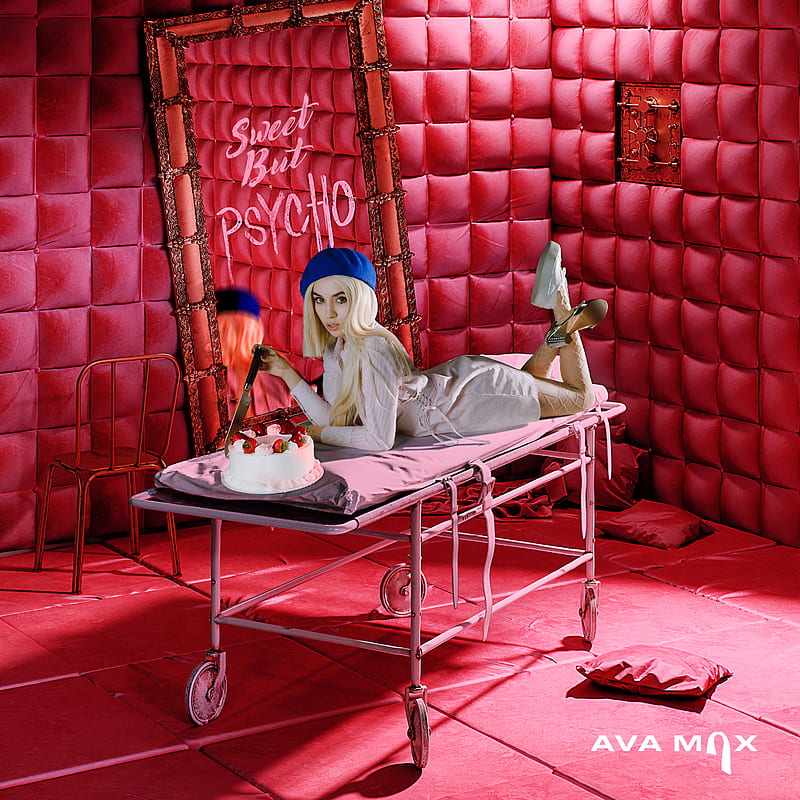women, Ava Max, singer, blonde, cake, knife, mirror, HD phone wallpaper