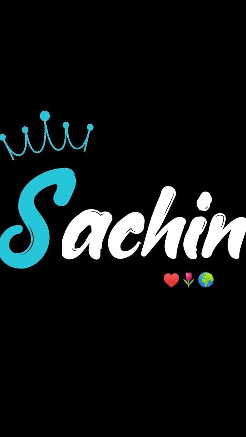 Sachin Name, Blue Crown, black background, HD phone wallpaper | Peakpx