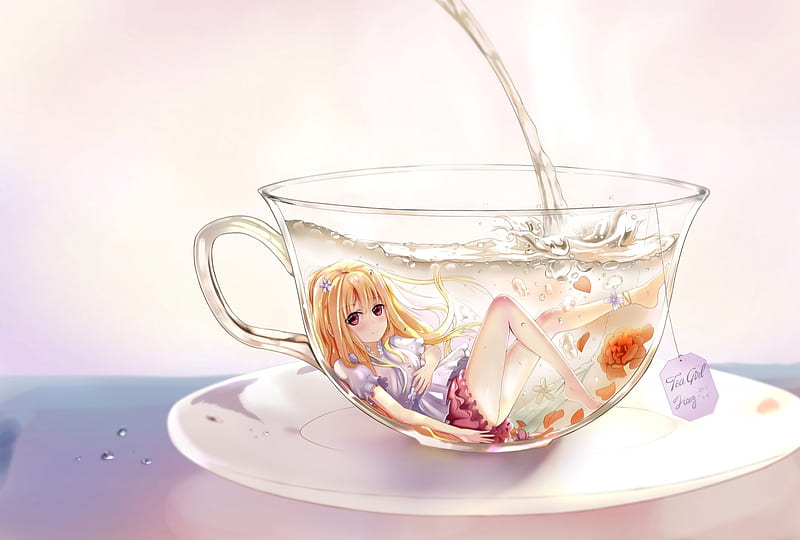 Premium AI Image | Anime girl drinking tea and looking at a window