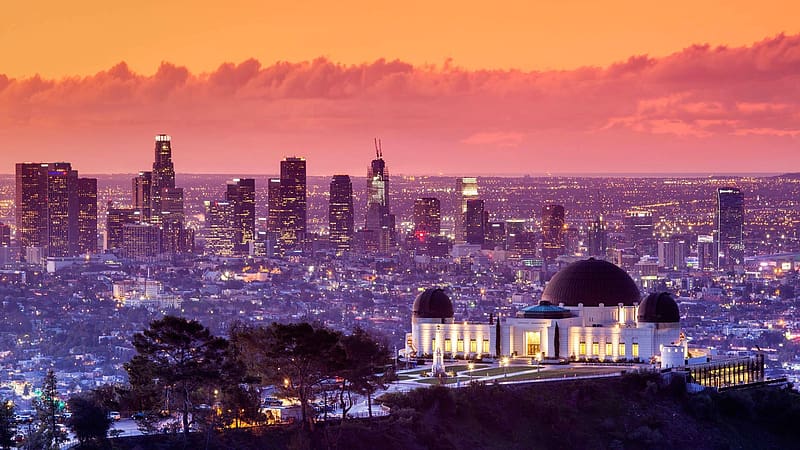 Cities, Usa, City, Skyscraper, Building, Horizon, Cityscape, Los Angeles, , Griffith Observatory, HD wallpaper