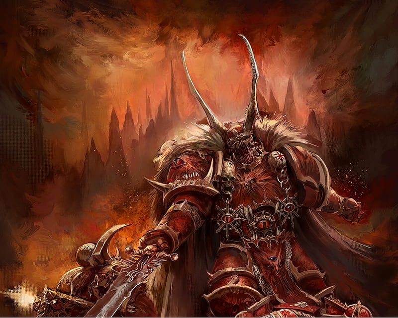 Crimson Slaughter, crimson, demon, chaos, war40k, HD wallpaper