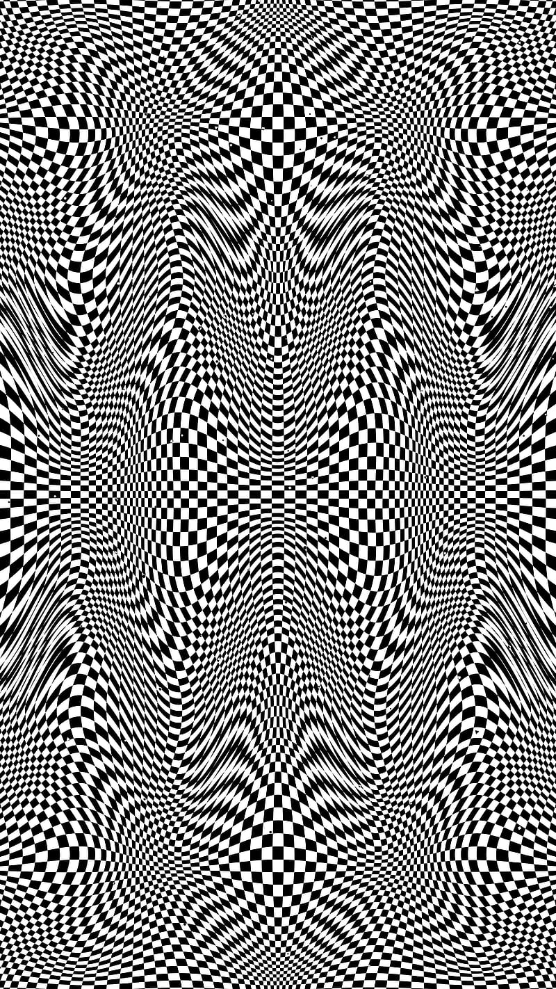 Checkered moire X, Checkered, Divin, abstract, abstraction, black, black-white, check, checker, chequered, effect, eye-catching, glitch, hypnotic, illusive, moire, op-art, opart, optical-illusion, pattern, psicodelia, square, trippy, HD phone wallpaper