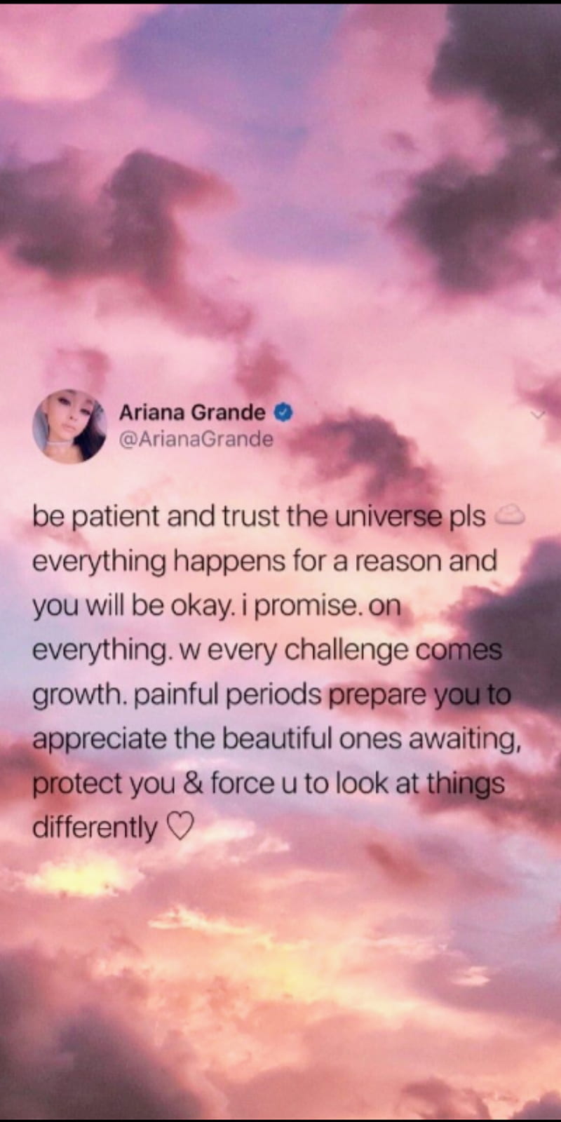 Ariana Grande, clouds, grande, love, nature, pink, quote, tears, trust,  tweet, HD phone wallpaper | Peakpx