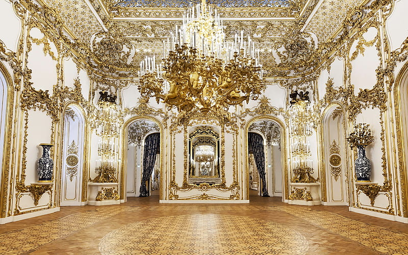 Rococo interior, Luxurious interior, classic style of interior, ideas in style Rococo, HD wallpaper