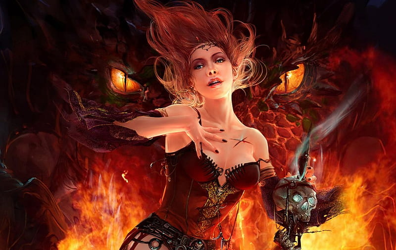 Dragon Lady, girls, fantasy, dragons, HD wallpaper | Peakpx