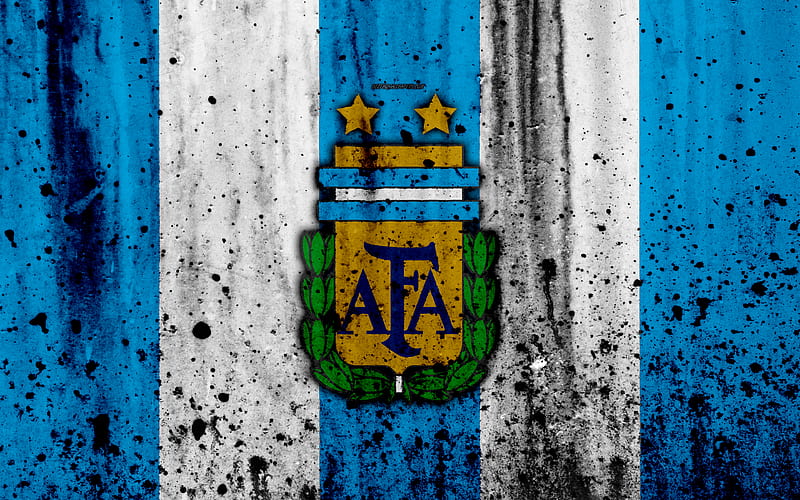 Argentina national football team emblem, grunge, South America, football, stone texture, soccer, Argentina, logo, South American national teams, HD wallpaper