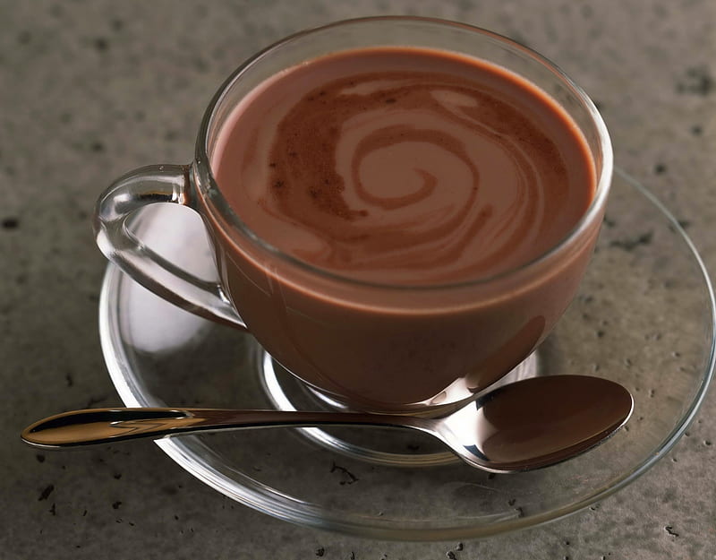 Brown Cocoa Glass With Spoon, Cocoa, Spoon, Glass, Sweet, HD wallpaper