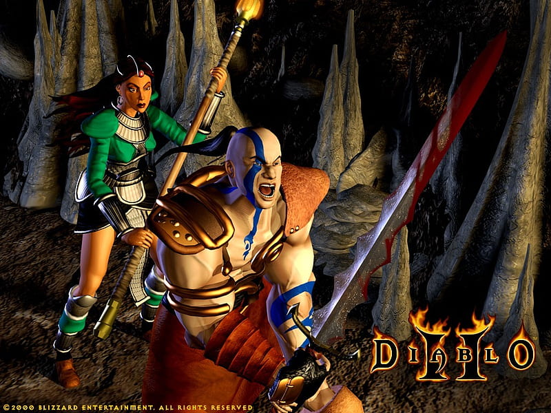 Diablo 2, armor, diablo ii, barbar, sorceress, graphics, 3d and cd, weapon, HD wallpaper
