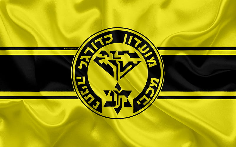 Maccabi Netanya FC Israeli football club, emblem, logo, Ligat haAl, football, Israel Football Championship, Netanya, Israel, silk, HD wallpaper