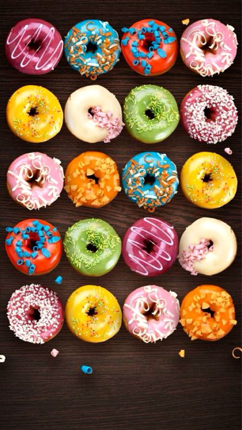 Doughnut, colors, doughnuts, frosting, sweet, sweets, treat, treats, HD phone wallpaper
