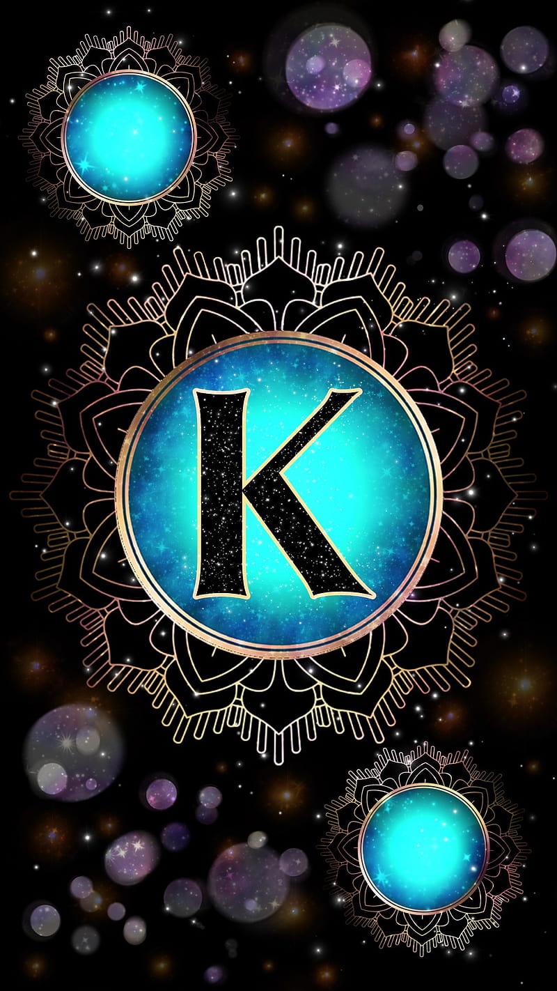 Magick Mandala K, galaxy, glow, initial k, letter k, magic, occult, orb, HD phone wallpaper