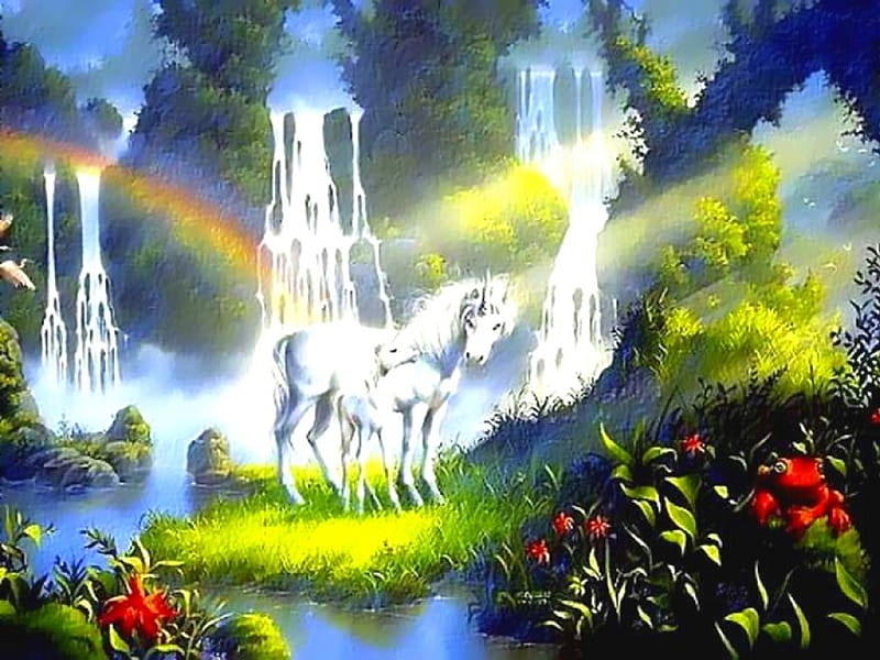 White Fantasy Unicorn, Lovely, Unicorn, Bonito, Magic, Rainbow ...