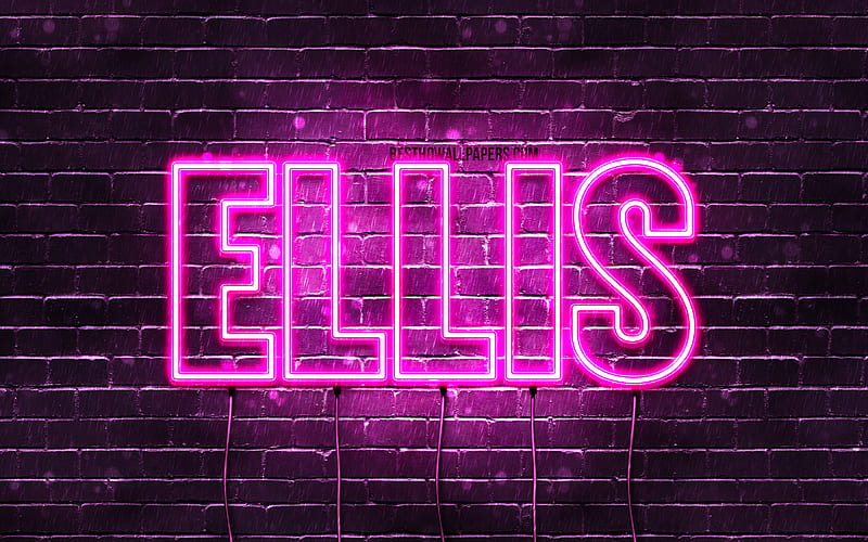 Ellis with names, female names, Ellis name, purple neon lights, Happy Birtay Ellis, with Ellis name, HD wallpaper