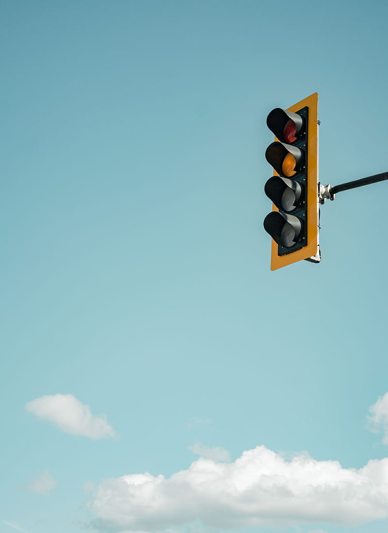 traffic light, sign, sky, clouds, HD phone wallpaper