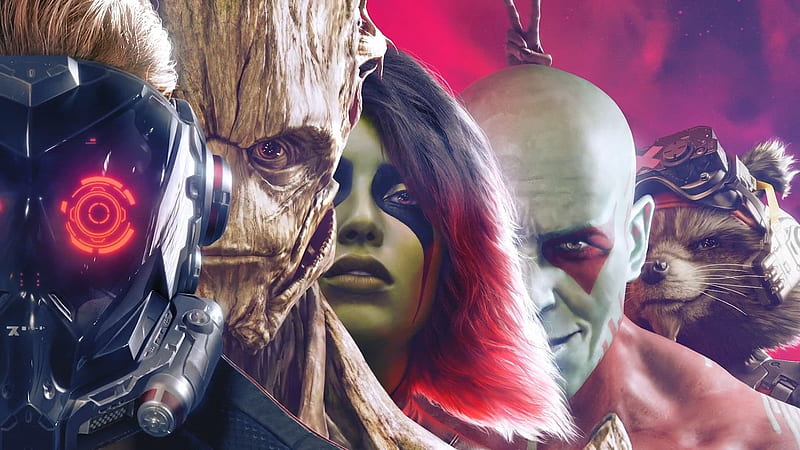 Drax The Destroyer Gamora Groot Rocket Raccoon Star Lord Marvel's Guardians Of The Galaxy, HD wallpaper