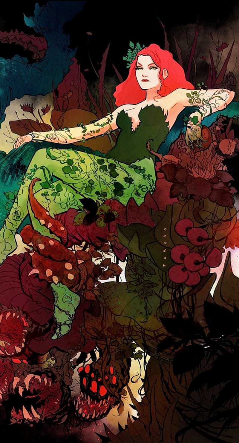 Poison Ivy throne, art, batman, dc comics, harley quinn, poison ivy, HD phone wallpaper