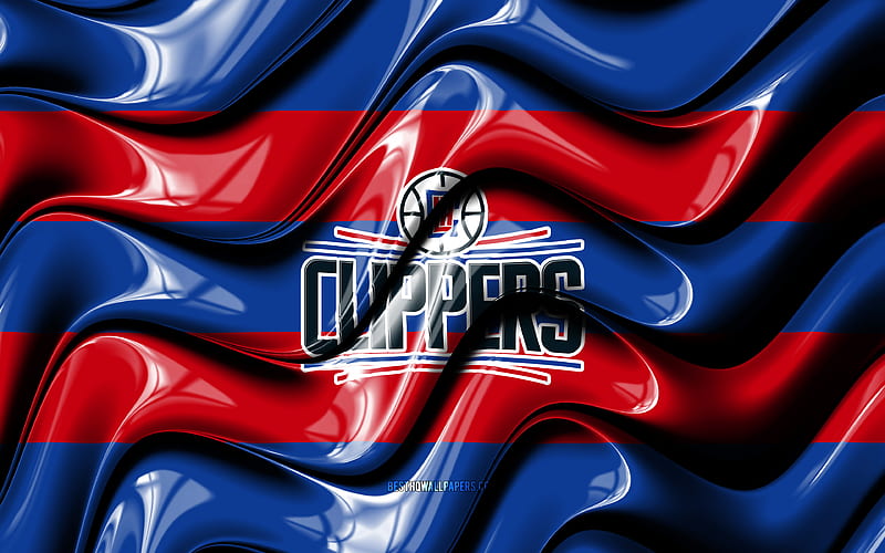 Los Angeles Clippers flag, , blue and red 3D waves, NBA, american basketball team, Los Angeles Clippers logo, basketball, Los Angeles Clippers, LA Clippers, HD wallpaper