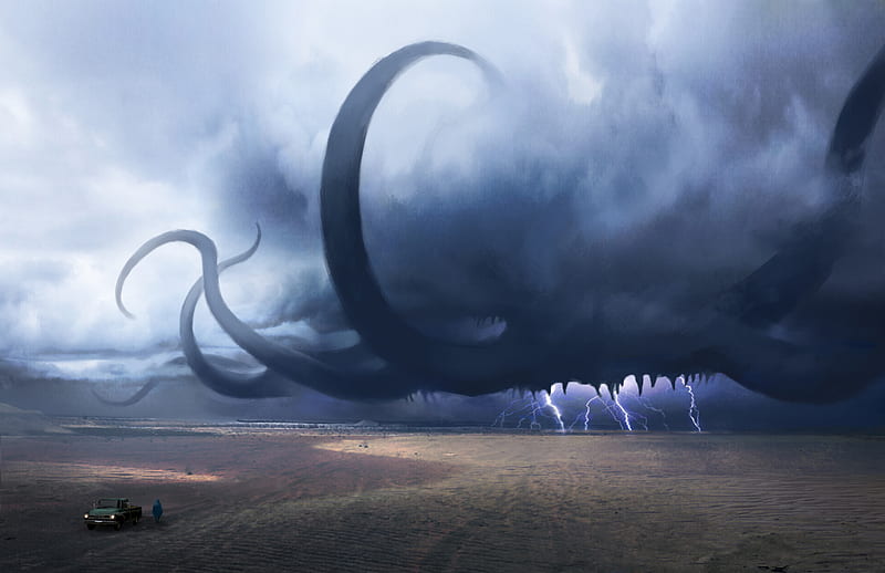 Fantasy, Creature, Lightning, Storm, HD wallpaper